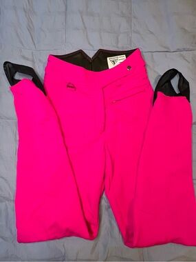 Vintage Tyrolia Women's Hot Pink Ski Pants with Boot Gaiters